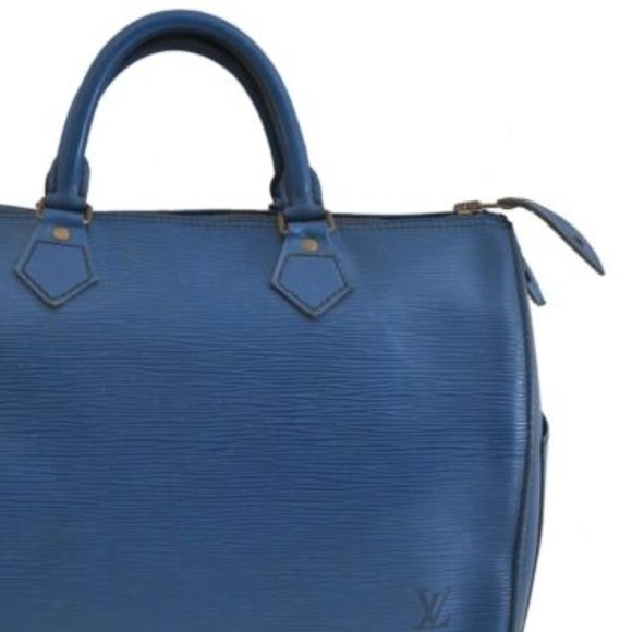 SALE! Vintage Louis Vuitton Epi Speedy 30 Blue Leather Gold Satchel Boston Bag - Picture 13 of 16